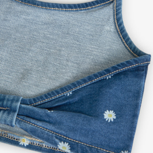 Top denim, punto de niña