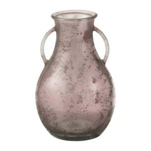 J-Line vase Bouteille 2 Anses - verre - vieux rose - 32.5 cm de hauteur