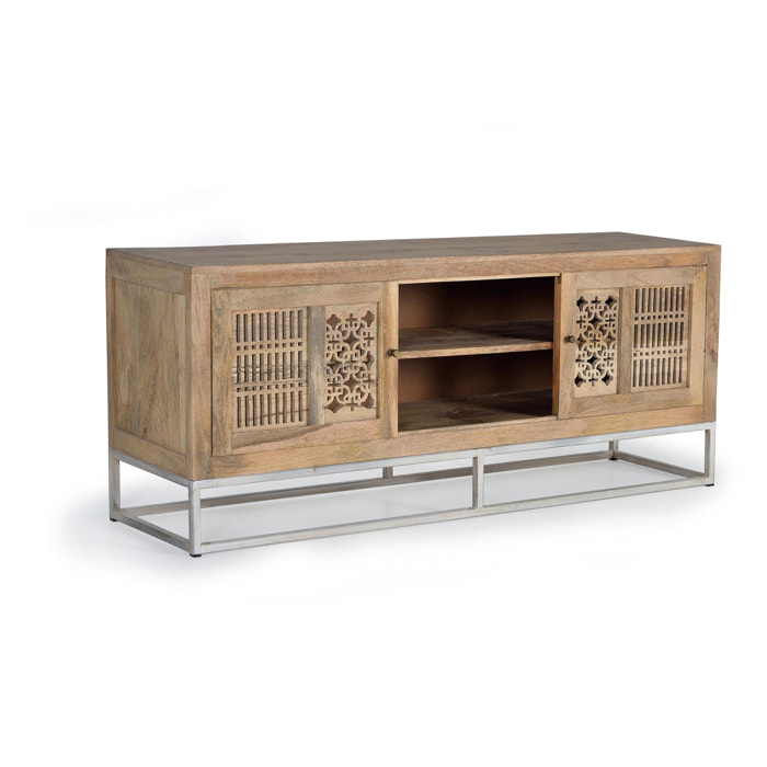 Mueble TV de Madera de Mango 160 Cm Estilo Boho Tallado