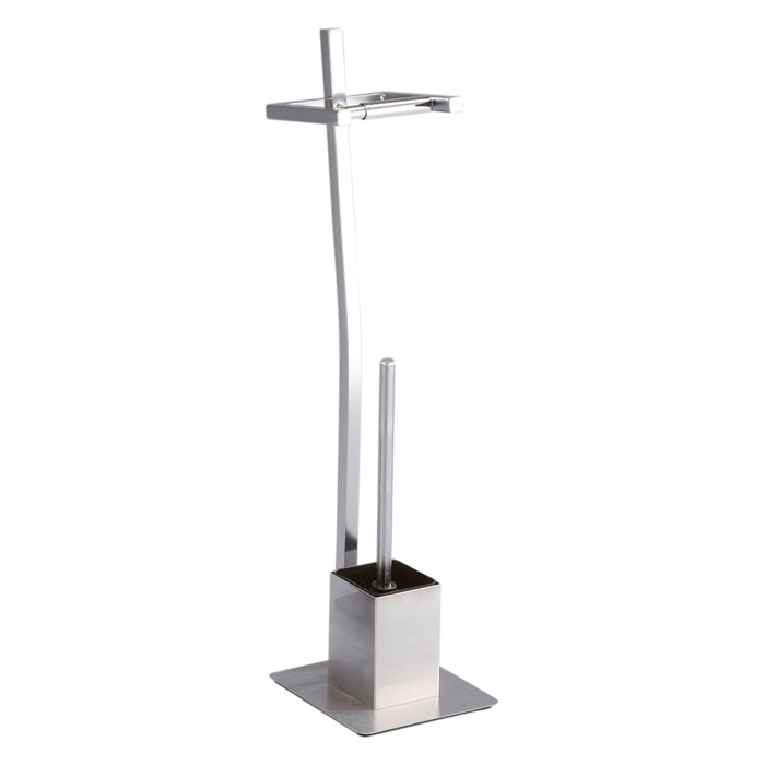 Porte-papier toilette avec brosse WC Tomasucci KIKO, en acier et plastique, 22 × 18 × 72 cm
