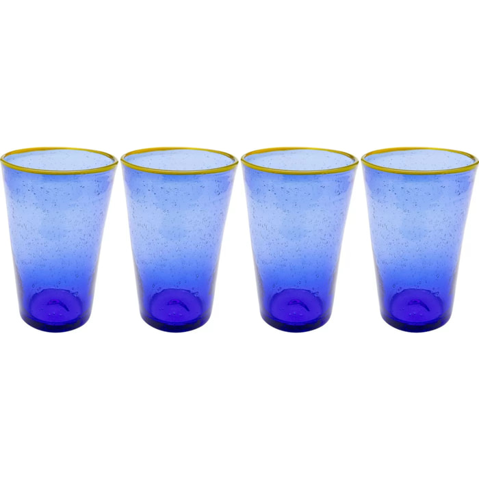 Verres à eau Bubbles bleus set de 4 Kare Design