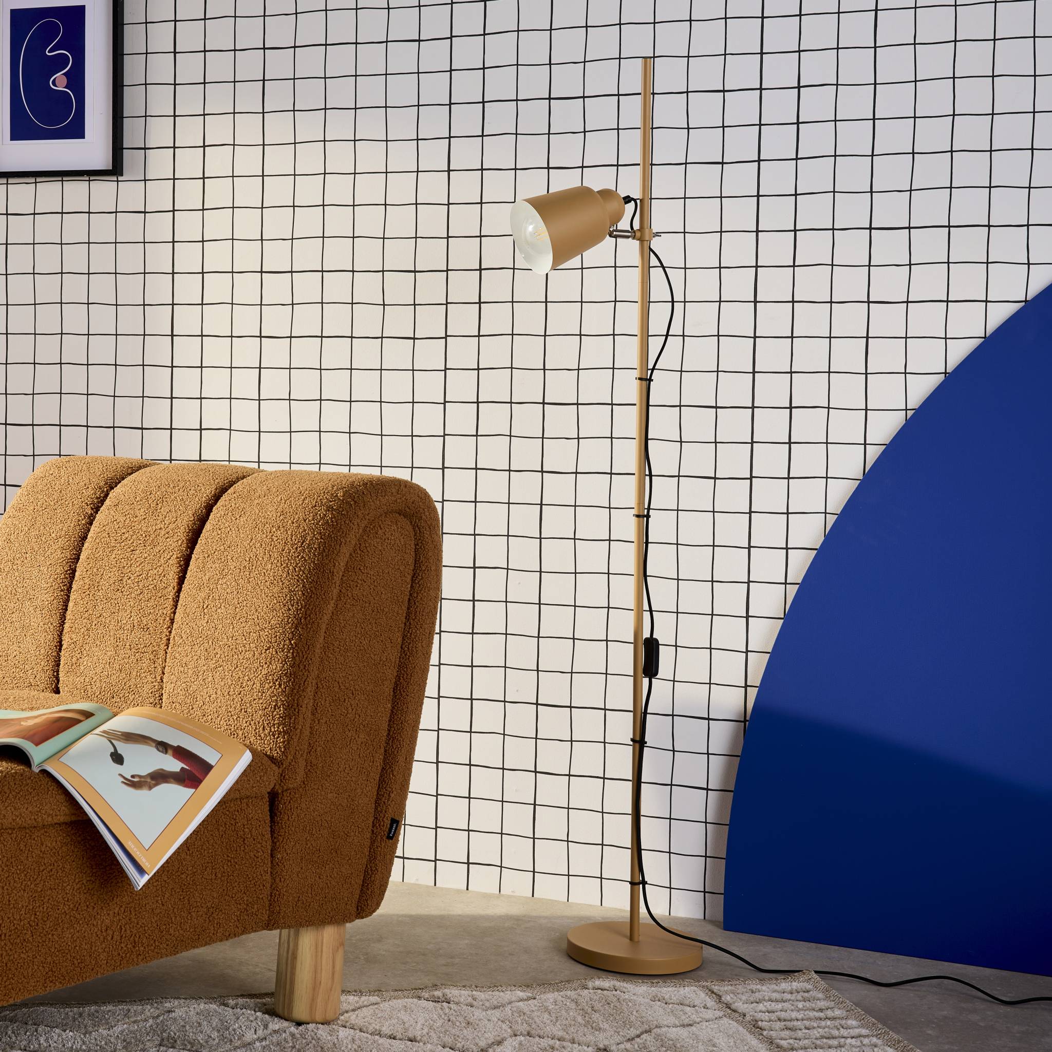 Lampadaire intérieur métal camel H 145cm Rémi