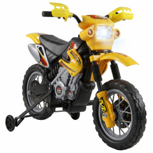 HOMCOM Moto Eléctrica para Niños, Moto Eléctrica Infantil con Ruedas de Apoyo Desmontables, Faros, Música, Regalo para Niños 3-6 Años, Amarillo