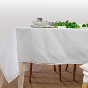 Nappe unie avec feston en jute - Blanc