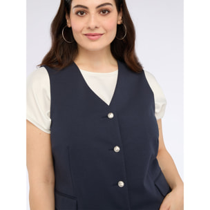 Fiorella Rubino - Chaleco de punto Milano con botones - Azul