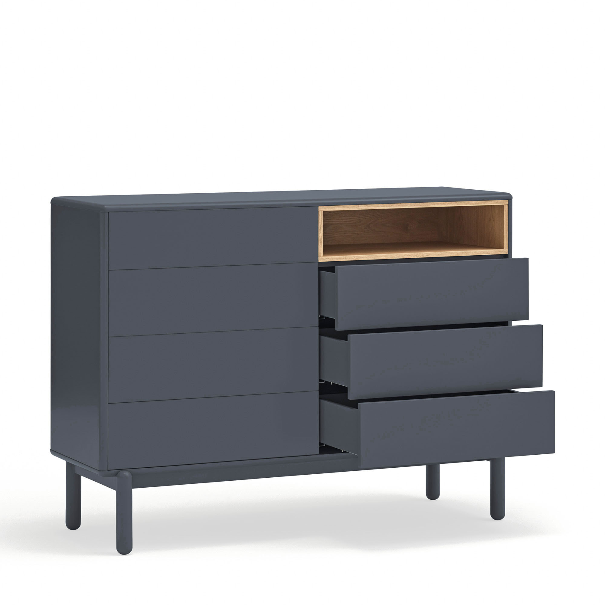 Cómoda Corvo 7 cajones gris antracita