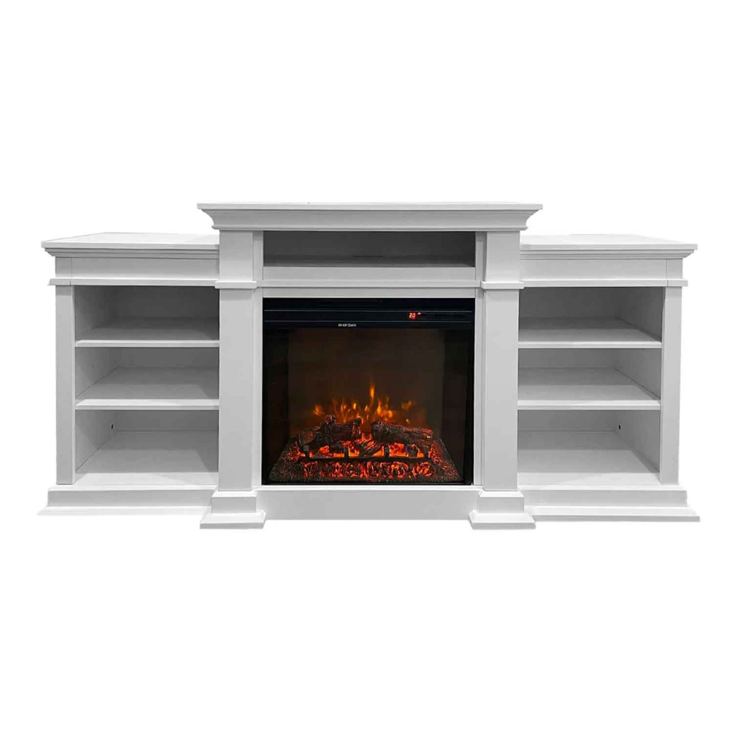 Biden - Camino elettrico da terra 179x48xH85 cm, effetto fiamma, colore bianco