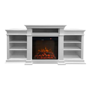 Biden - Camino elettrico da terra 179x48xH85 cm, effetto fiamma, colore bianco