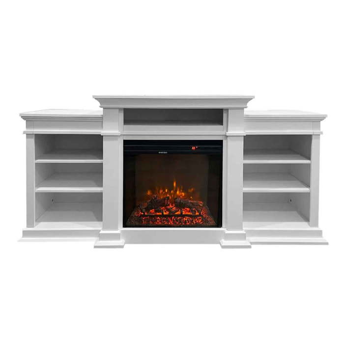 Biden - Camino elettrico da terra 179x48xH85 cm, effetto fiamma, colore bianco