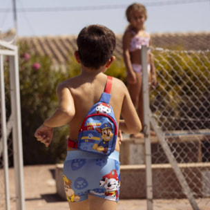 Mochila bandolera paw patrol - color azul - 13x23x7cm - fabricada en poliéster - bandolera infantil con asas ajustables - compartimento principal