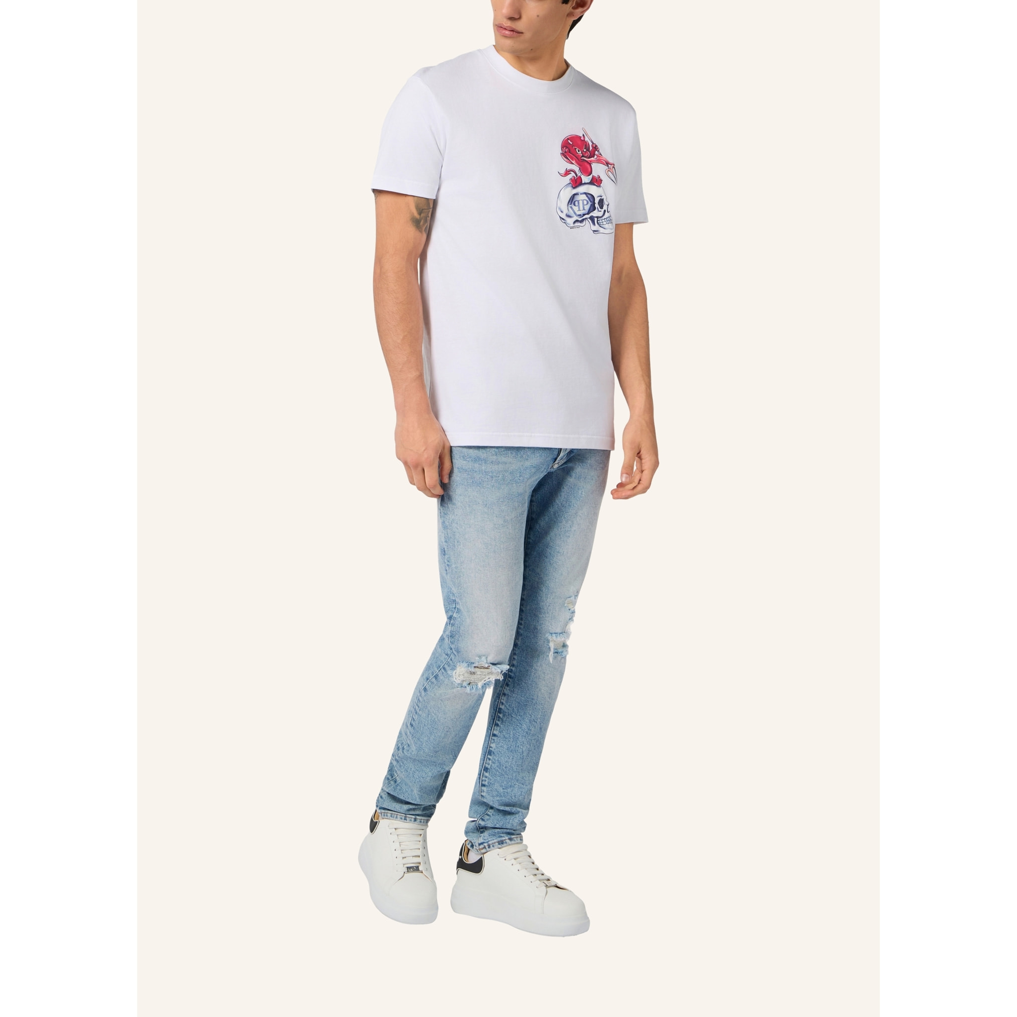 PHILIPP PLEIN Round Neck T-Shirt Baby Devil Small
