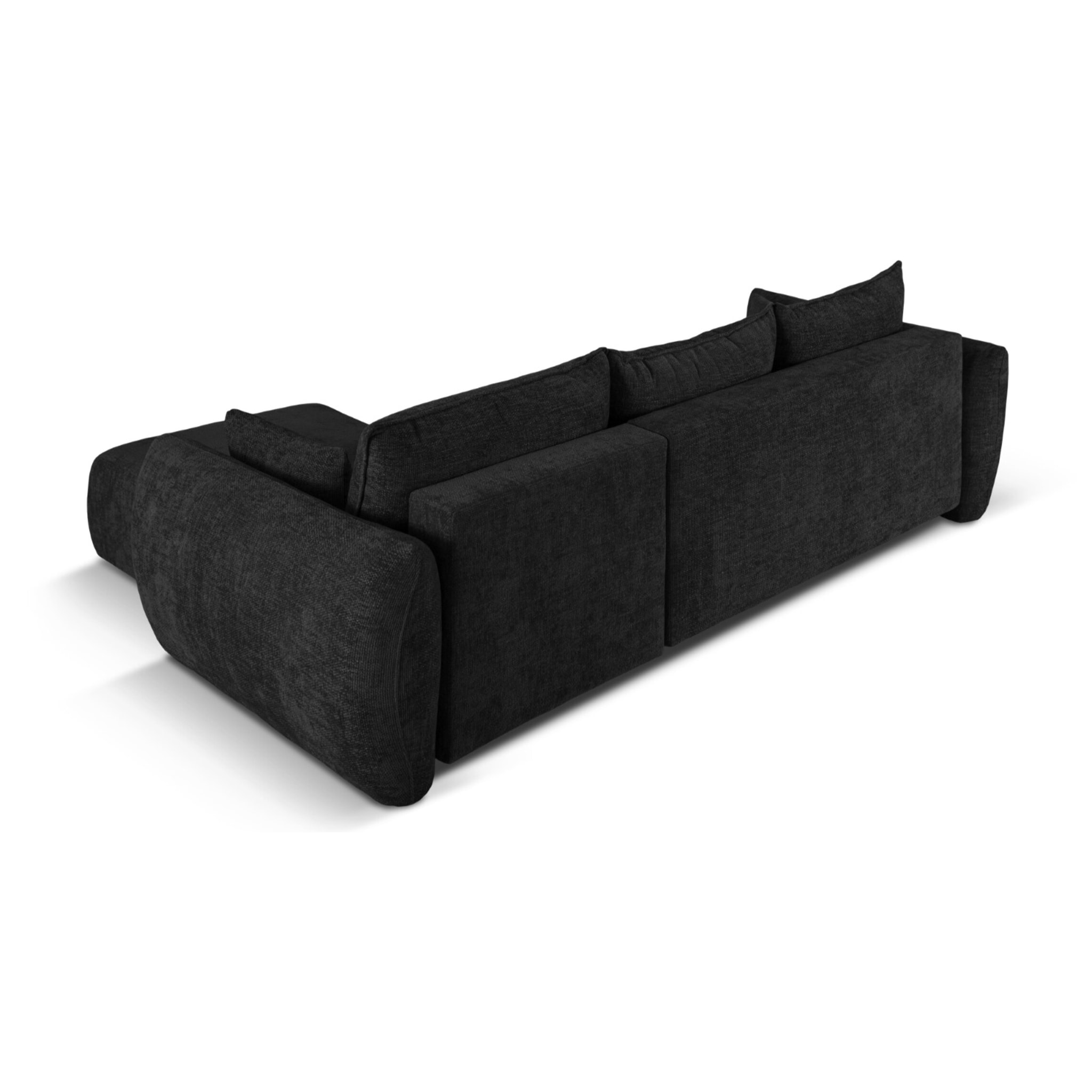 Canapé d'angle droit convertible avec coffre de rangement "Matera" 4 places en chenille noir