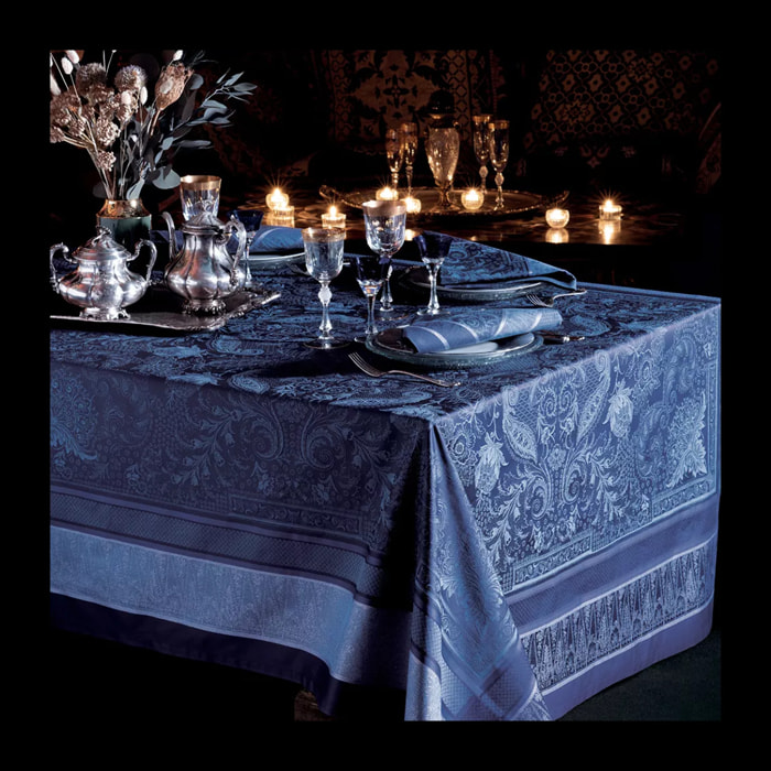 Nappe anti tache coton mélangé motif jacquard Persina crepuscule