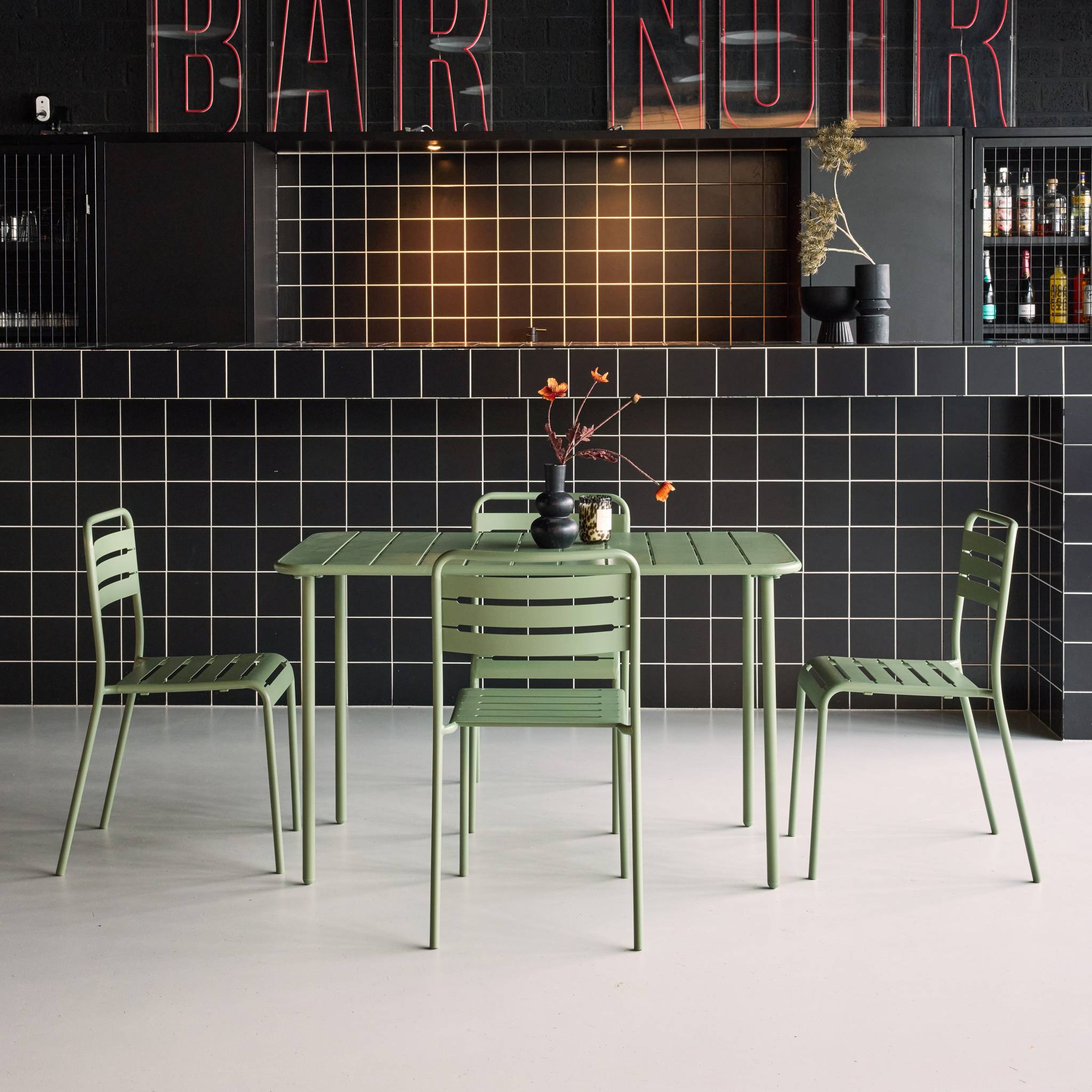 Table de jardin métal + 4 assises AMÉLIA