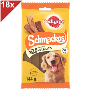 PEDIGREE Schmackos Récompenses poulet friandises pour chien (18x144g)