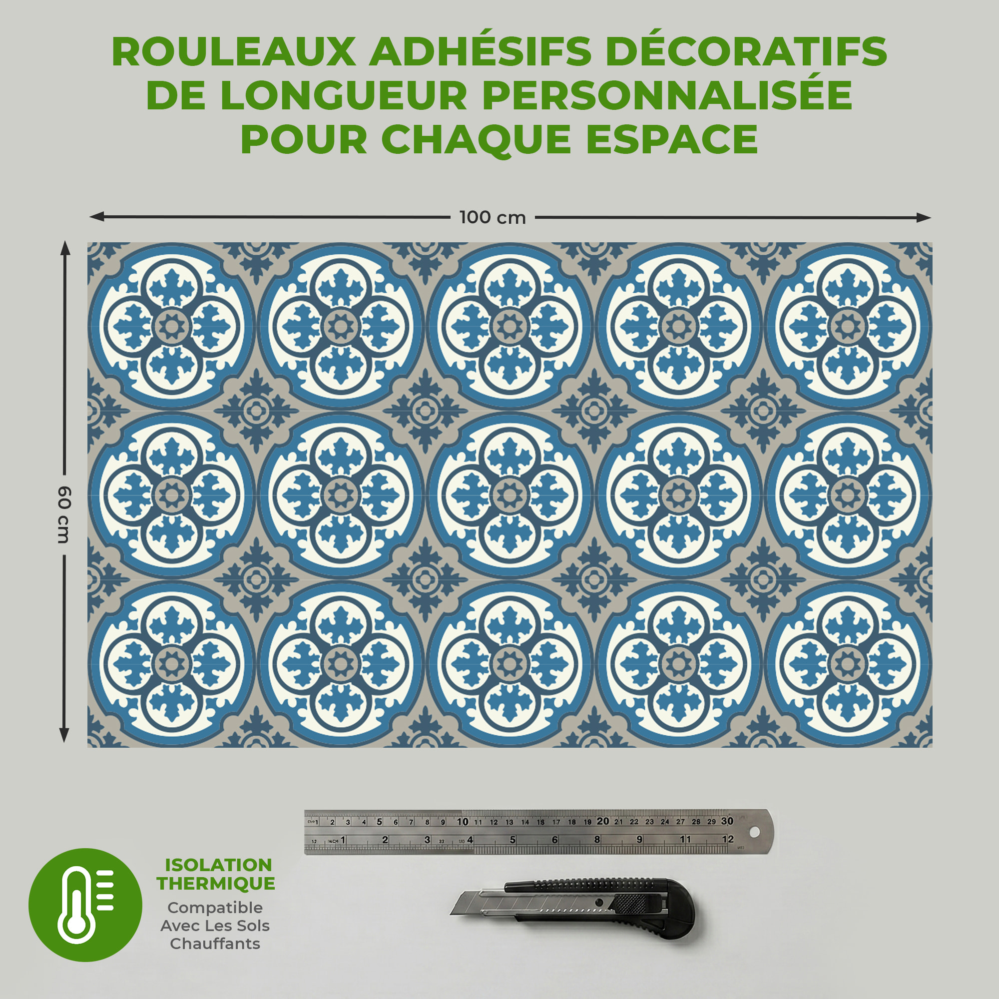 Sticker Sol avec laminat de Protection en Plastique Anti-dérapant | Stickers adhésif Sol - CARRELAGES SOL GALINA - 1 sticker