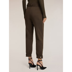 Motivi - Pantalones baggy en tejido armaturado - Verde militare