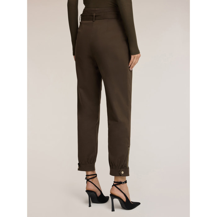 Motivi - Pantalones baggy en tejido armaturado - Verde militare