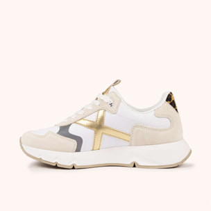 MUNICH MAMBA 05 Sneakers de gran volumen y estética contemporánea Blanco, Beige, Dorado y Animal Print