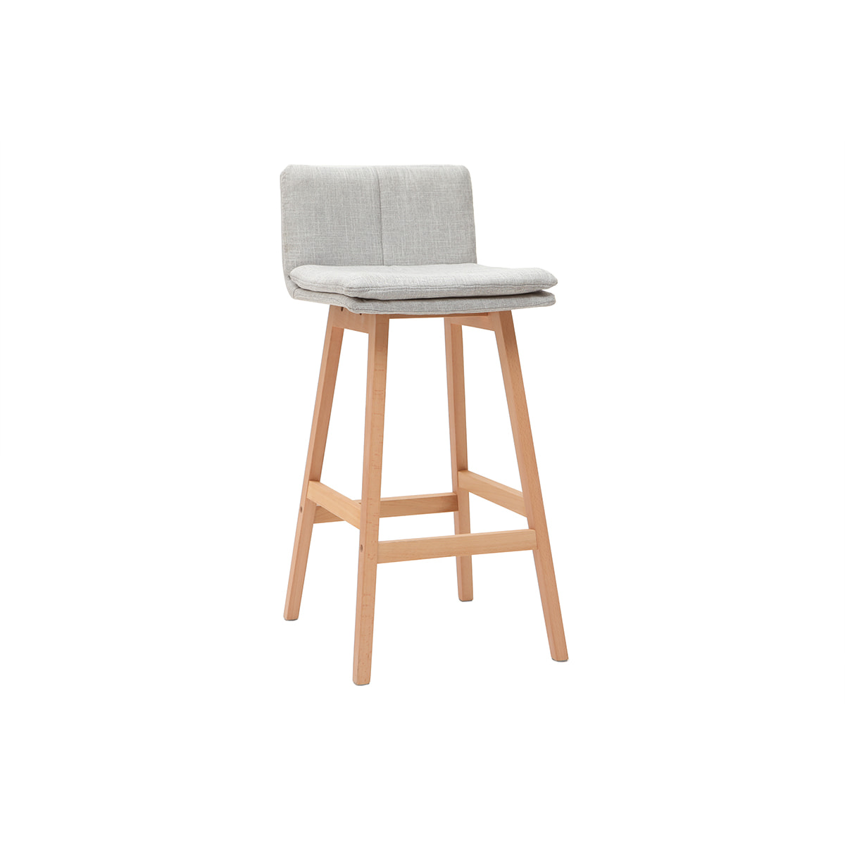 Tabouret de bar en tissu gris perle et bois (lot de 2) JOAN