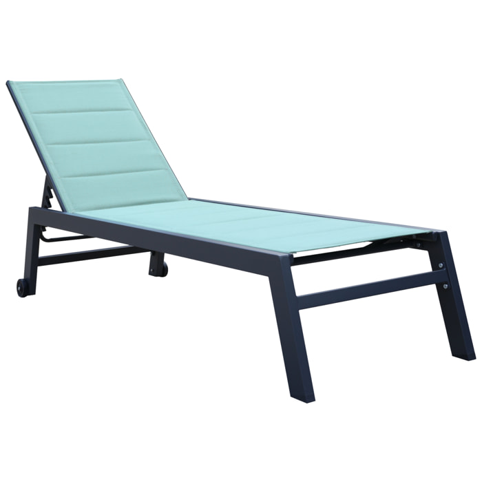 Bain de soleil BARBADOS en textilène vert d'eau - aluminium anthracite