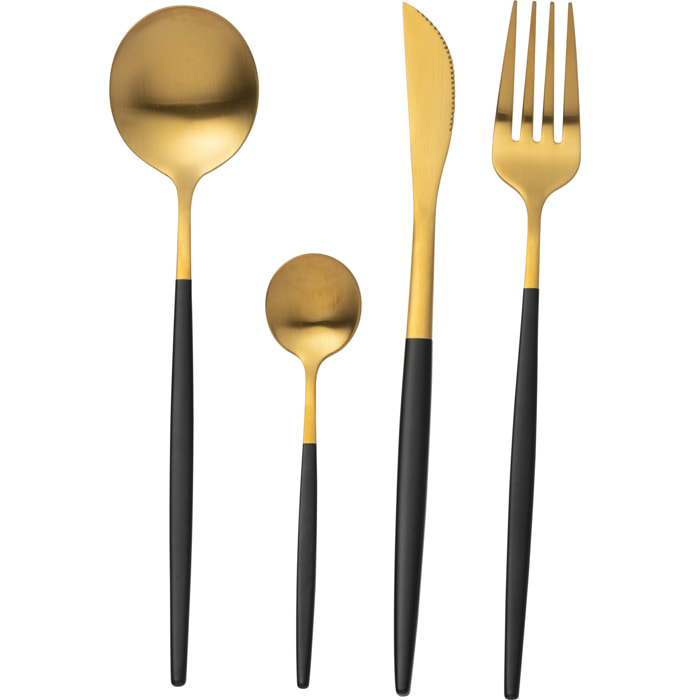 J-Line couvert - acier inoxydable - or/noir - box de 24 pièces