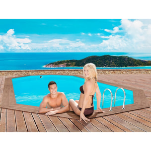 Piscine bois " Rio 120" - 5.60 x 3.70 x 1.24 m +  Pompe à chaleur - Puissance 6.1 kW