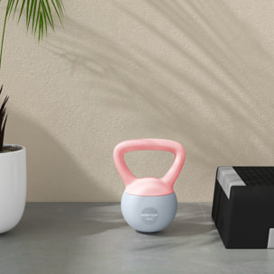 Pesa Rusa 4 kg, Soft Kettlebell Relleno de Arena Metálica y Mango Antideslizante, para Entrenamiento Culturismo, en Casa, Gimnasio, Rosa Palo y Gris