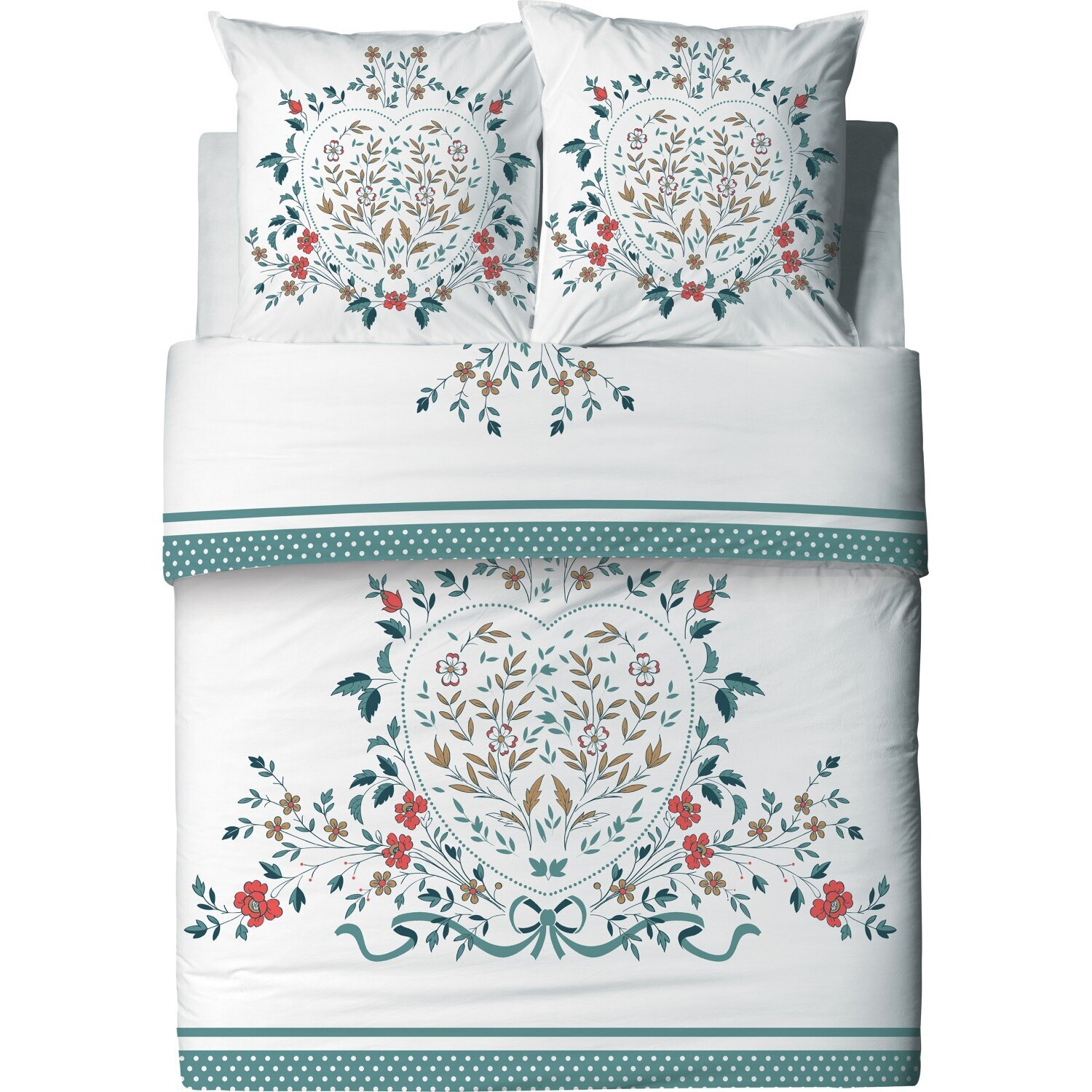 Parure housse de couette 3pcs avec taies oreiller 100% coton 47fils capucine