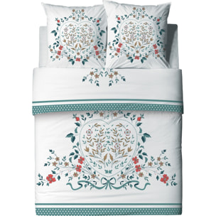 Parure housse de couette 3pcs avec taies oreiller 100% coton 47fils capucine