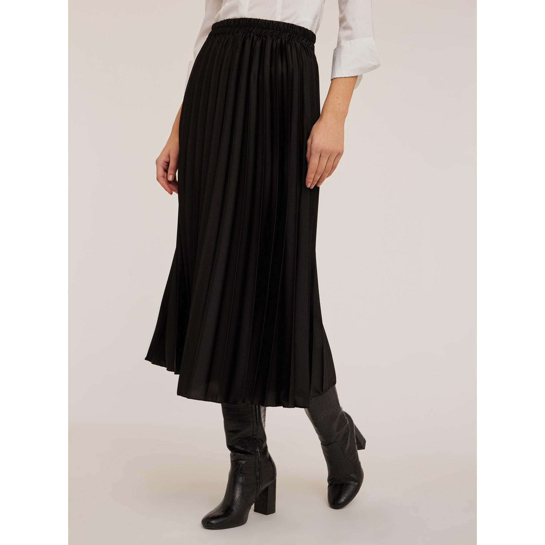 Motivi - Falda midi plisada de raso - Negro