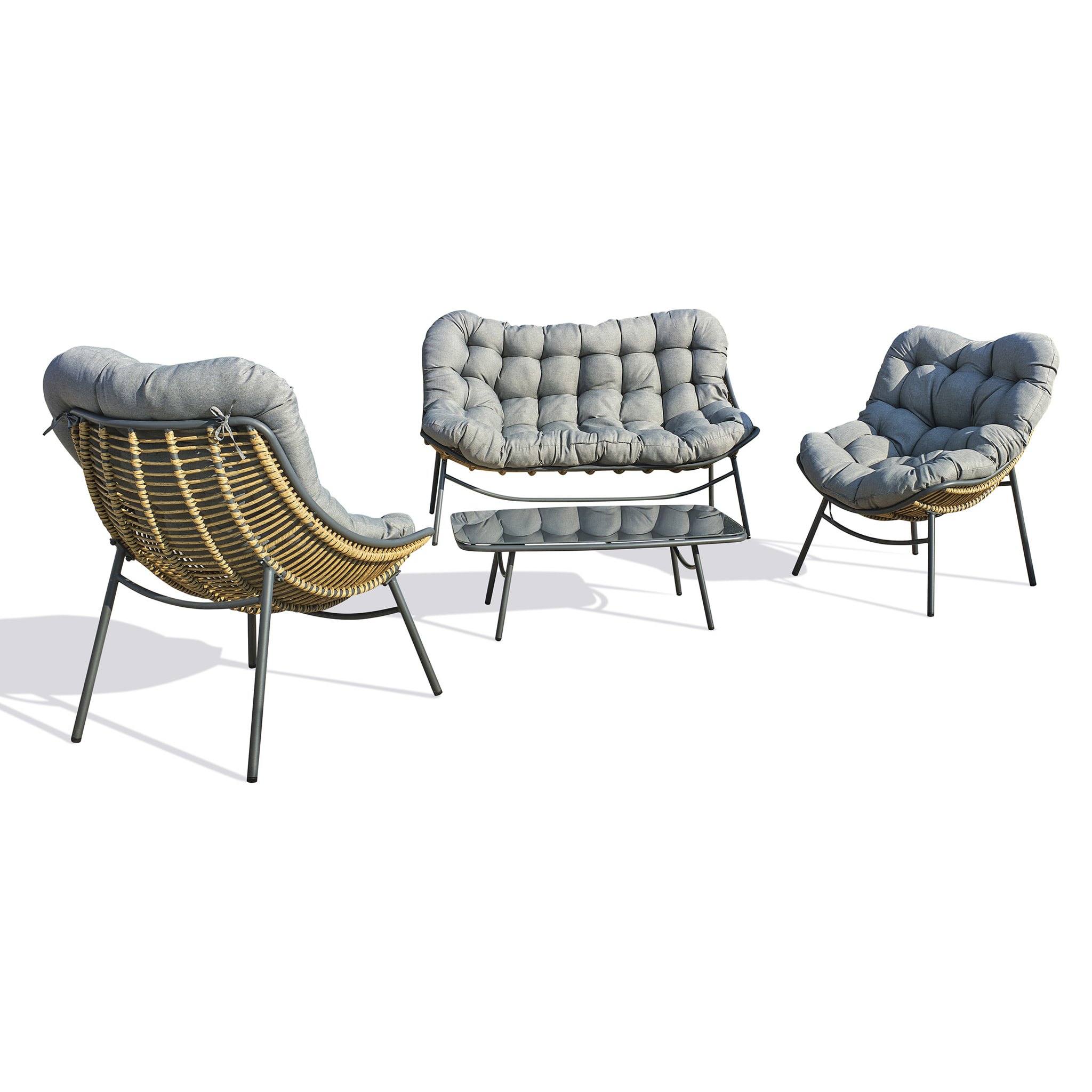 TULUM - Salon de jardin 4 places en résine tressée