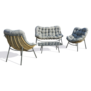 TULUM - Salon de jardin 4 places en résine tressée