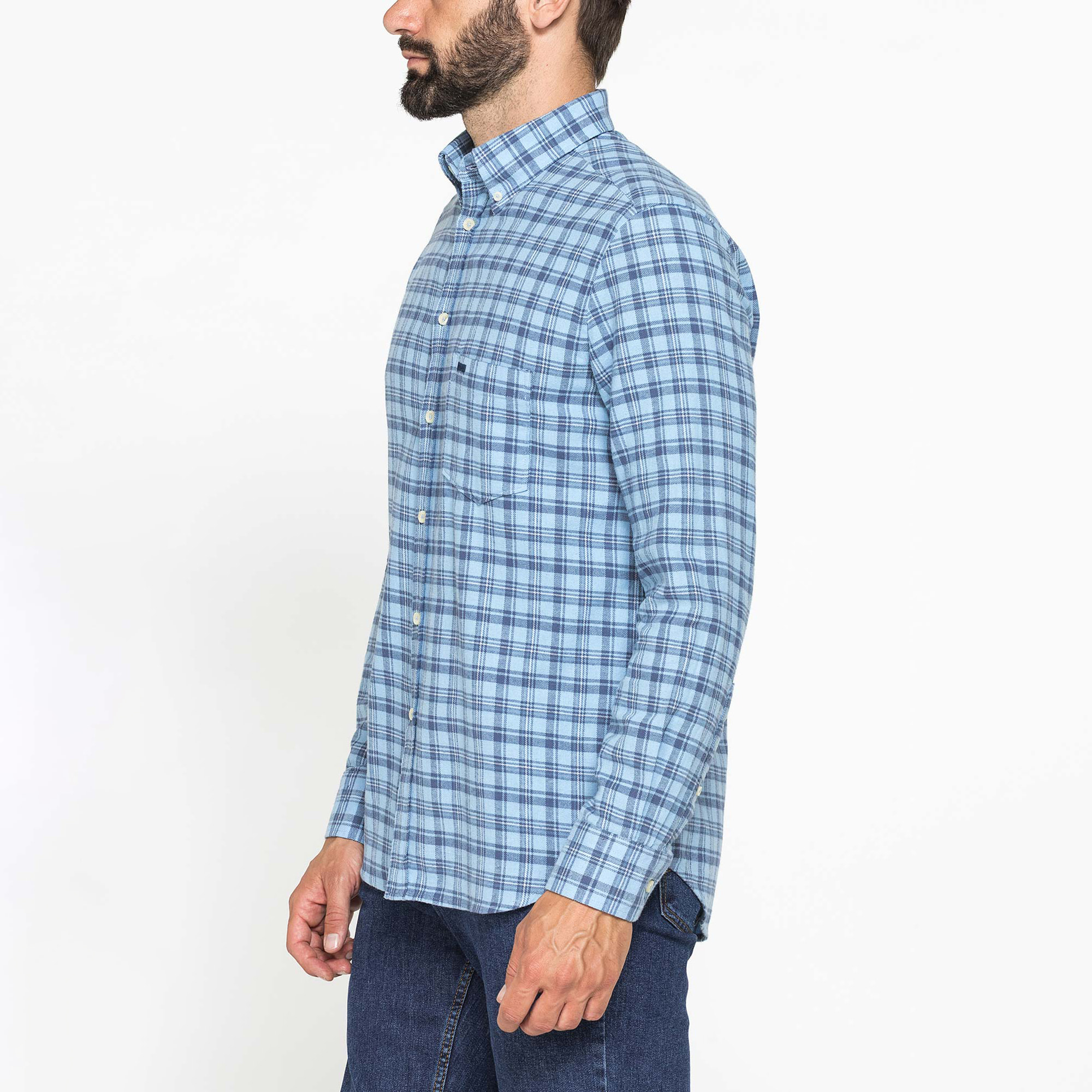 CAMICIA FANTASIA TINTO FILO IN FLANELLA LEGGERA