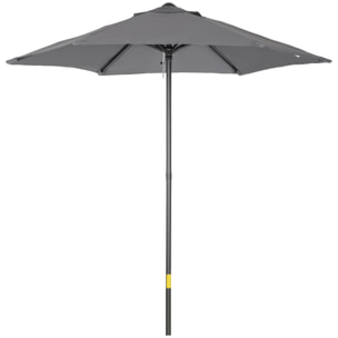 Sombrilla de Terraza Exterior Ø2x2 m Parasol de Terraza Exterior con Techo de Ventilación y Poste Desmontable de Aluminio Sombrilla para Jardín Patio Gris Oscuro