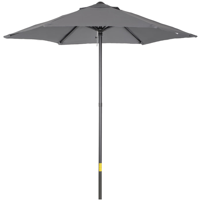Sombrilla de Terraza Exterior Ø2x2 m Parasol de Terraza Exterior con Techo de Ventilación y Poste Desmontable de Aluminio Sombrilla para Jardín Patio Gris Oscuro