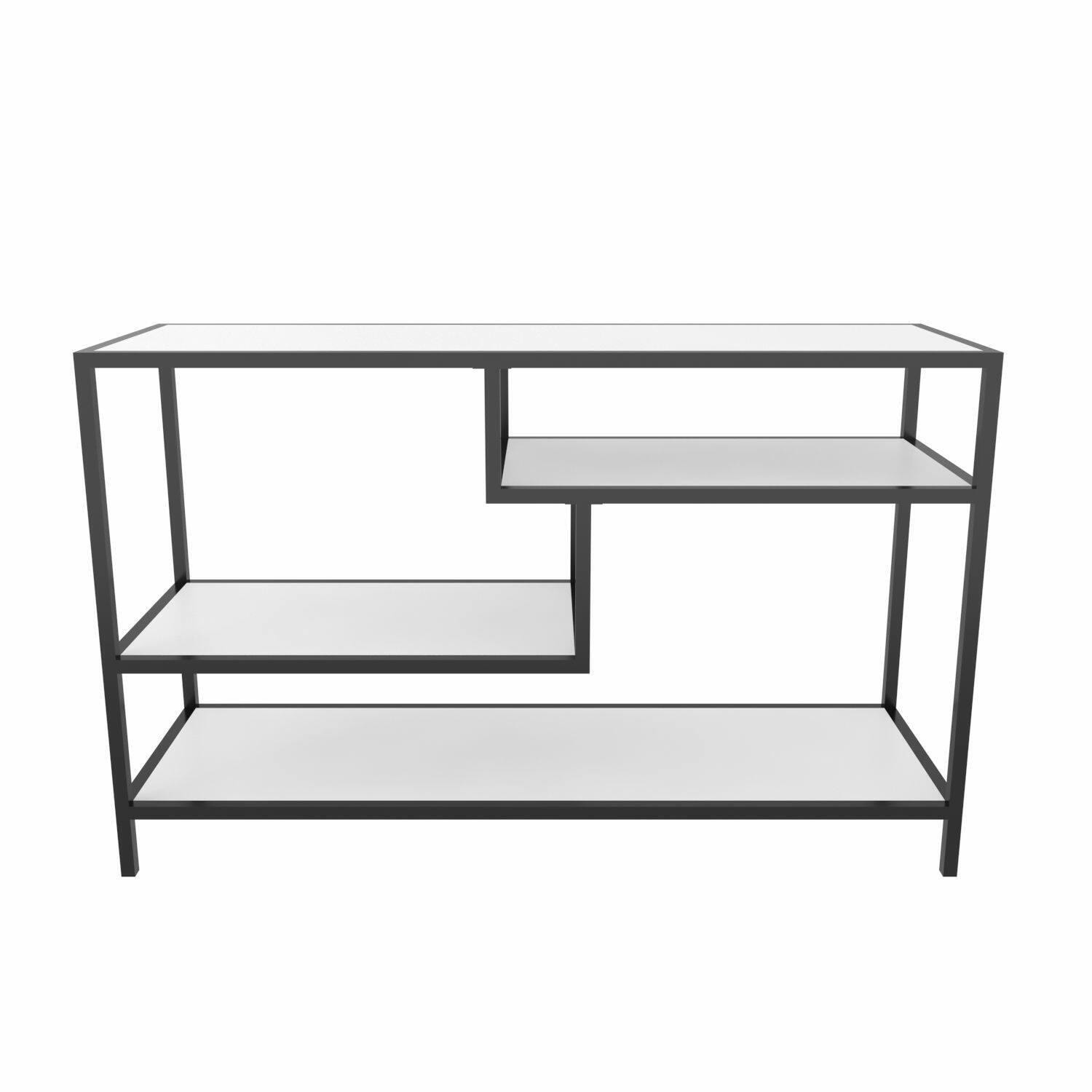 Mobile porta TV Dplizzar, Credenza da soggiorno, Armadio basso per TV, Base parete attrezzata, 120x39h75 cm, Bianco e Nero