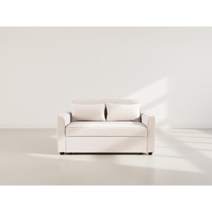 Ernest - Canapé droit 2 places convertible en velours côtelé - Beige