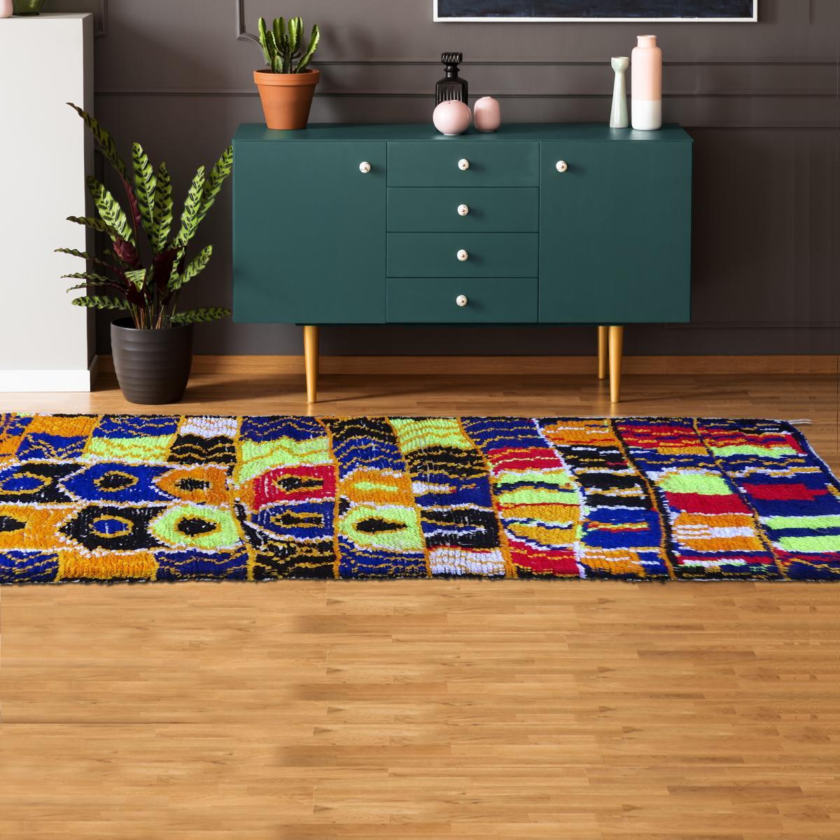 Authentique tapis berbère fait à la main en laine motif ethnic VIRE