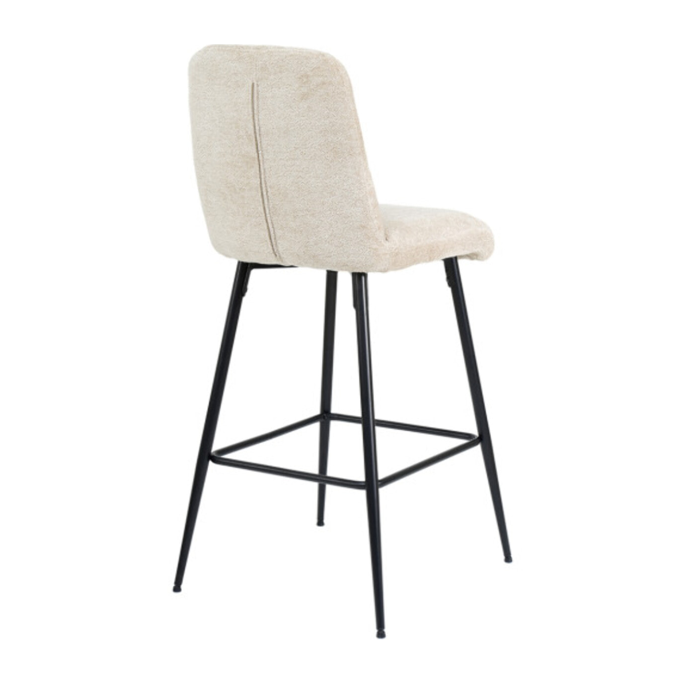 Tabouret de bar rembourré en tissu avec pied métal noir - LILA