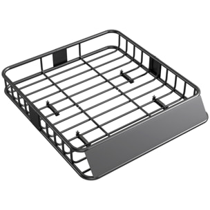 Cesta de Techo Universal para Vehículos de Acero, Baca Portaequipajes Coche Automóvil Carga 90,7 kg con Deflector, Barandillas, para SUVs, Pickups, Sedanes, 110,5x99,5x18,5 cm, Negro