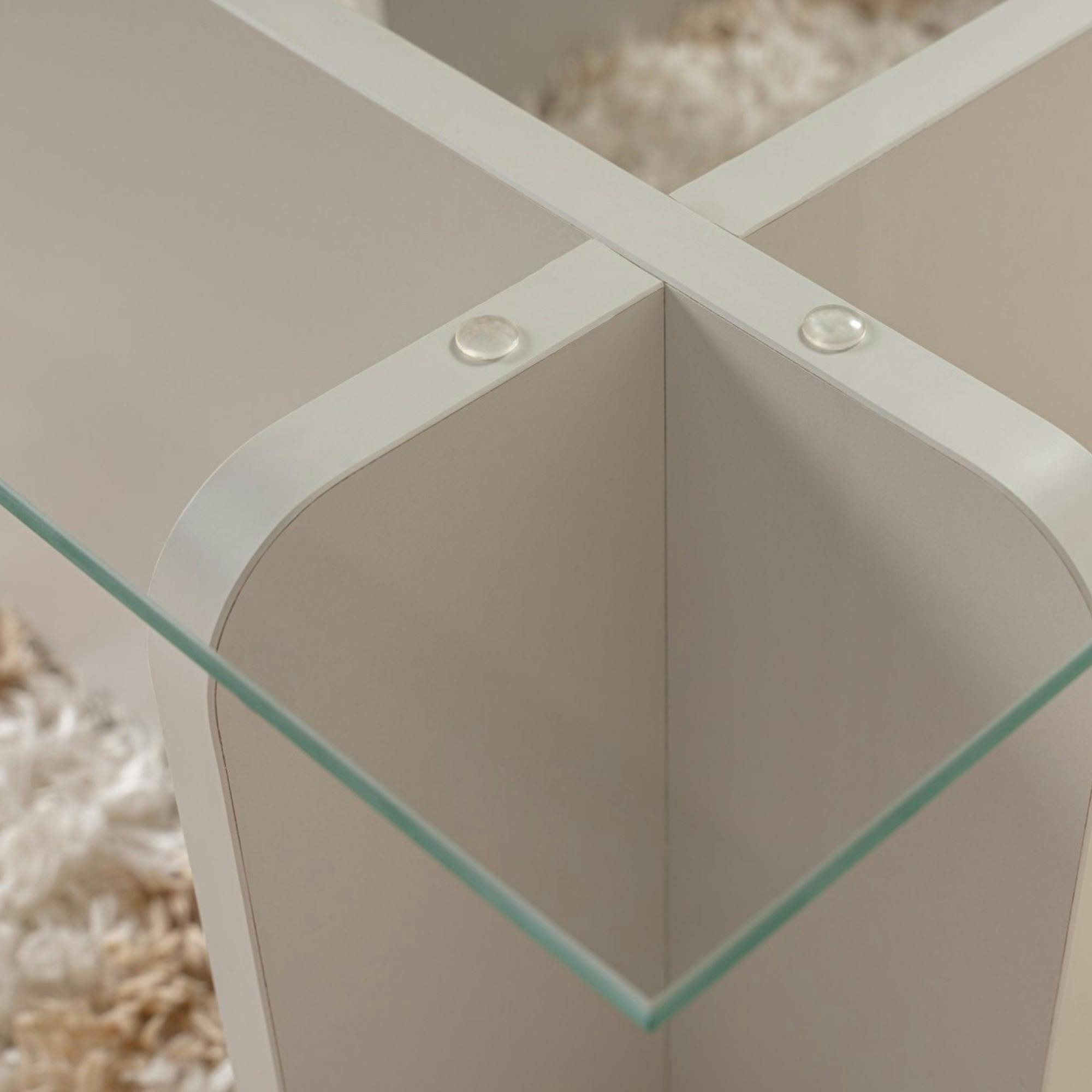 Table basse verre déstructurée – base gris clair SALTA