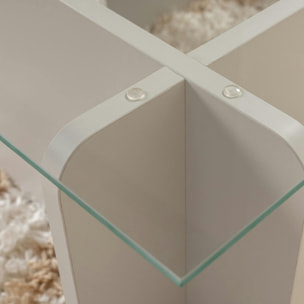 Table basse verre déstructurée – base gris clair SALTA