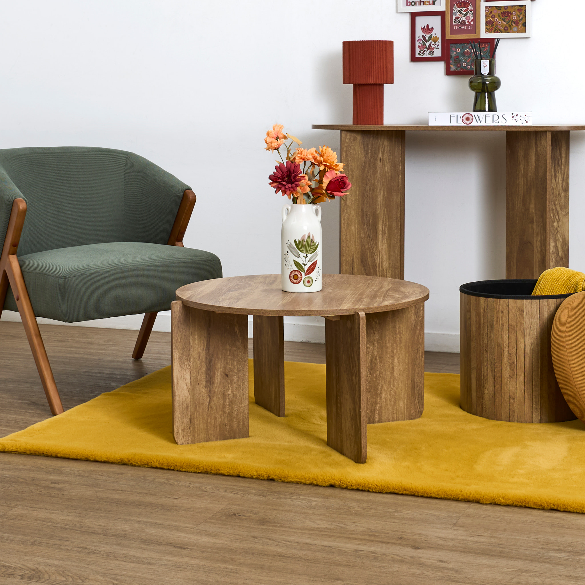 Table Basse - HOME DECO FACTORY - Heritage - Marron - 70 cm