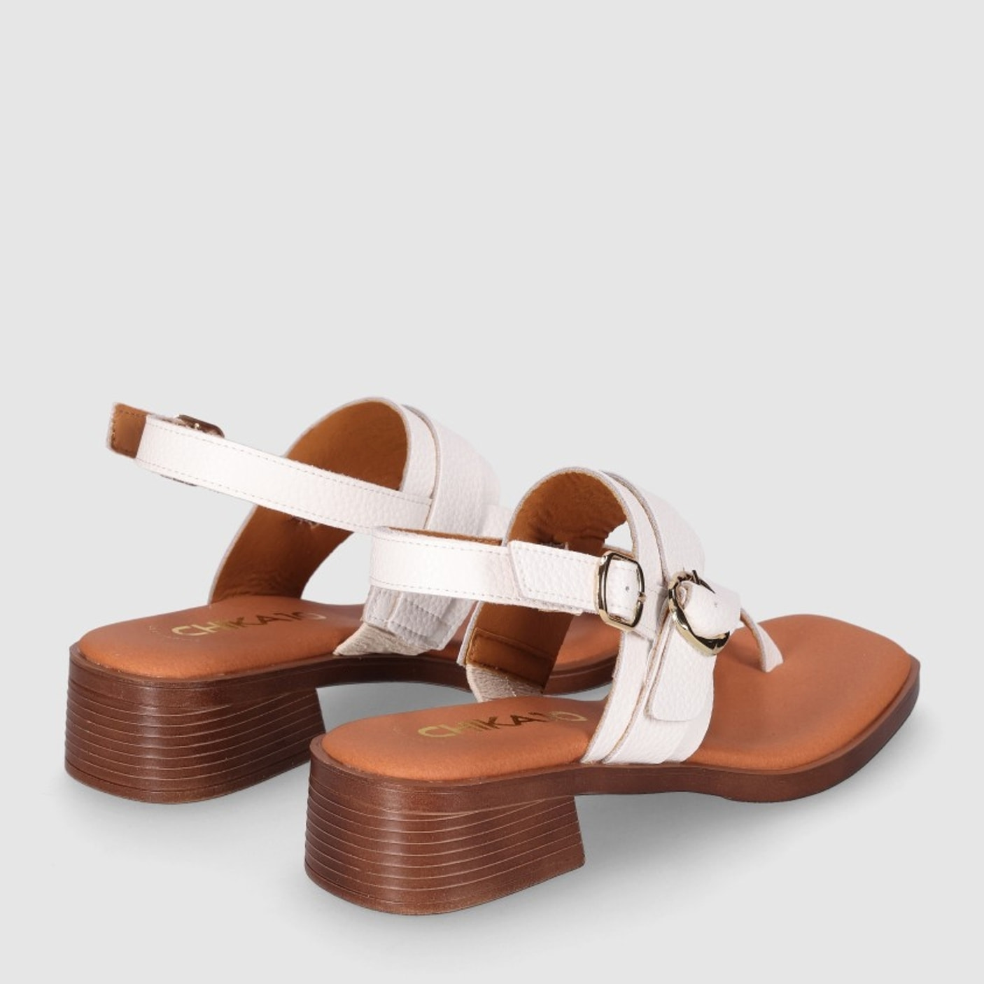 Sandalias de Serraje - Blanco - Tacón: 4 cm