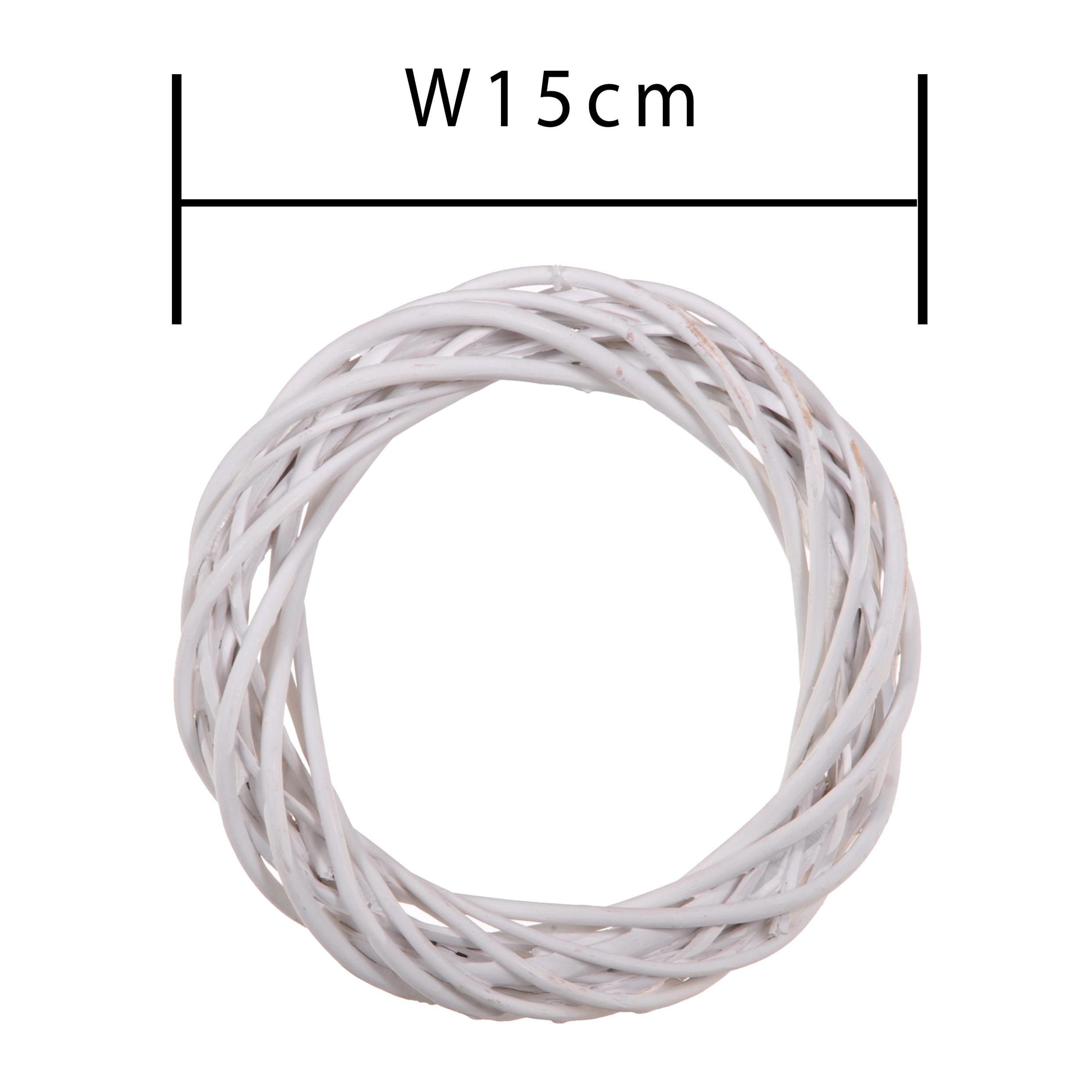 Coroncina Bianca Di Rattan. Larghezza 15 Cm - Pezzi 12 - 15X2,5X1,5cm - Colore: Bianco - Bianchi Dino - Corone