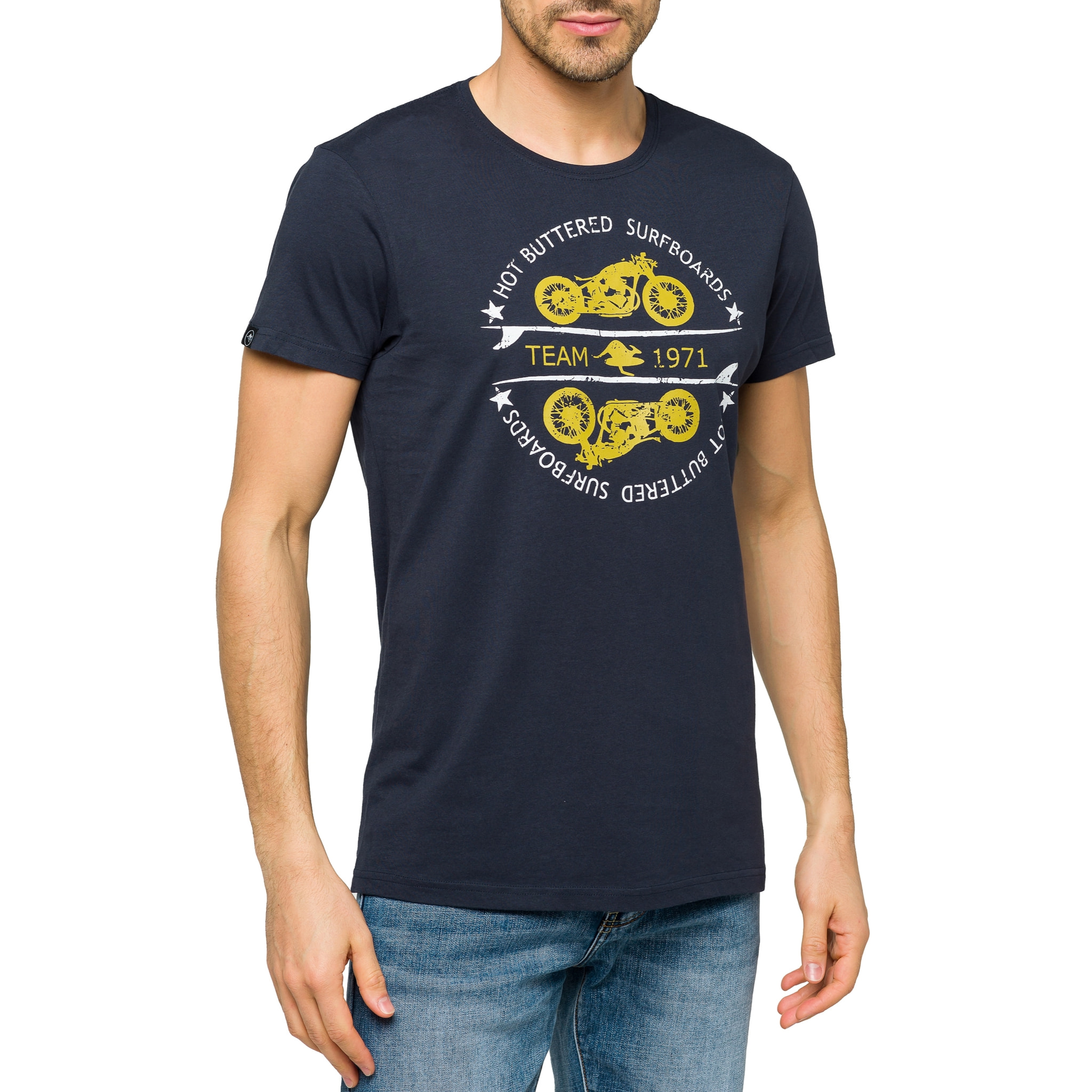 T-shirt in cotone 150 gr Hot Buttered Thunder Blu Navy.