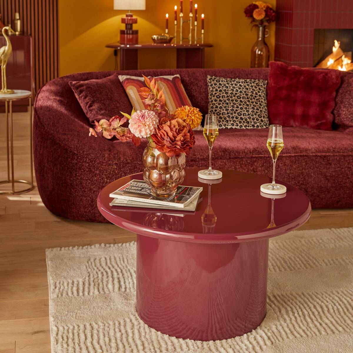 Table basse Douglas ronde D.80cm rouge