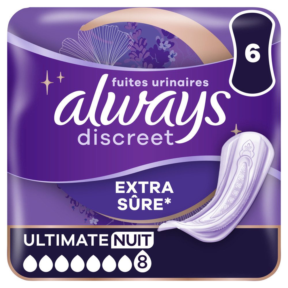 6x6 Serviettes pour Fuites Urinaires Always Discreet - Ultimate Nuit