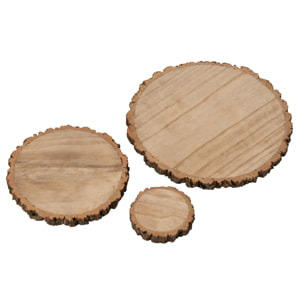 J-Line Rondelle ronde - bois de paulownia - naturel - large - 3 pcs